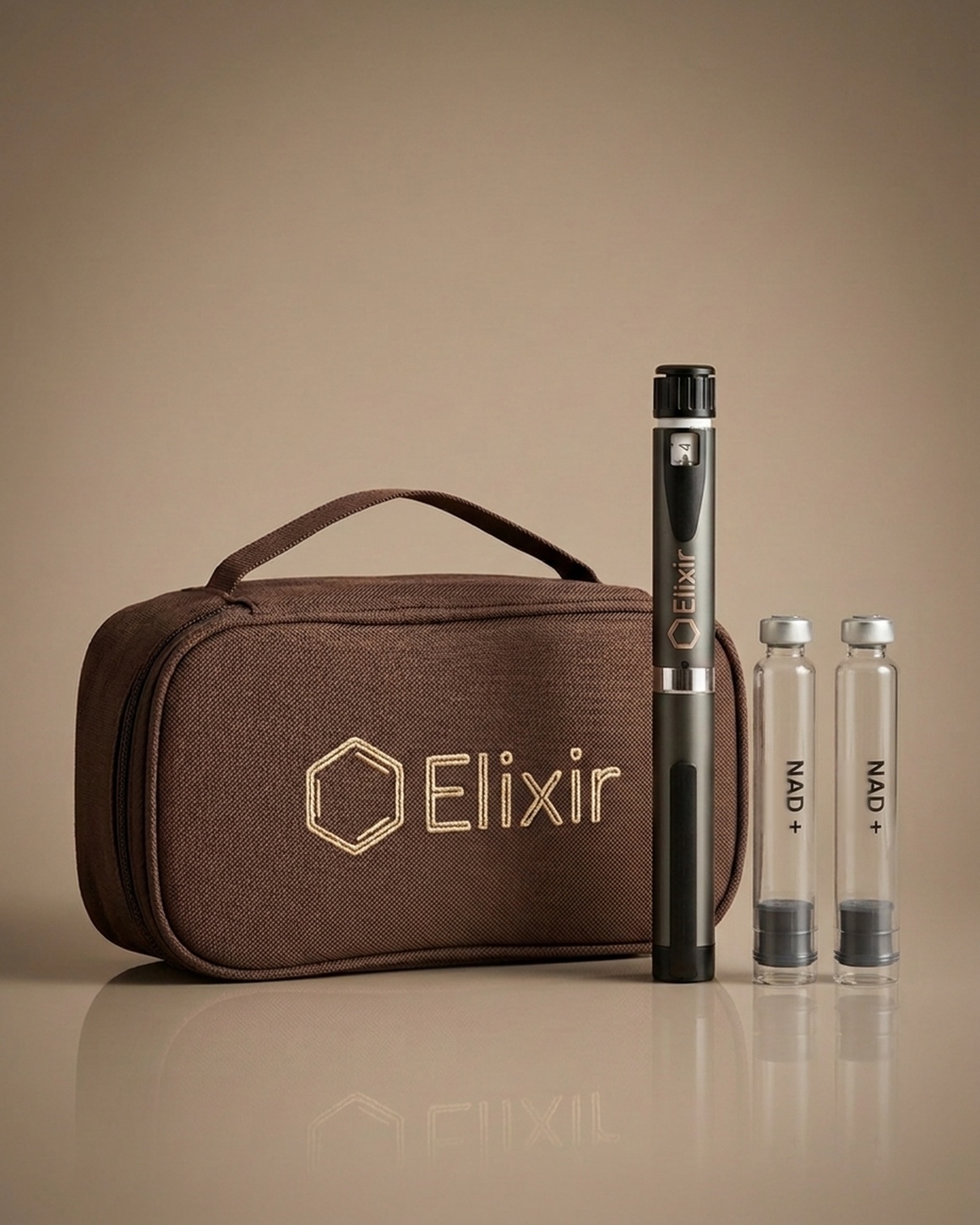 The Elixir NAD+ Starter Kit — the case, the precision pen and two cartridges